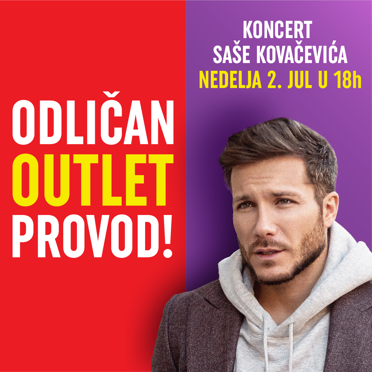 🎶KONCERT SAŠE KOVAČEVIĆA, 2.jul od 18h🎶